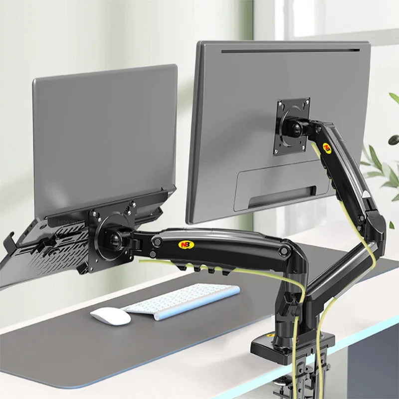 Dual-Screen Monitor Stand with Adjustable Arm - Neutral Office
