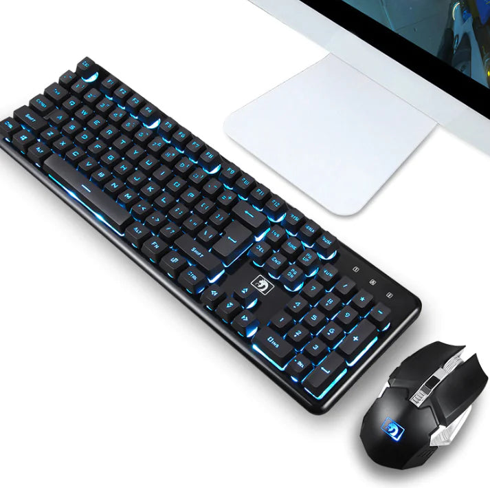 Wireless RGB Gaming Keyboard and Mouse Set - Neutral Office