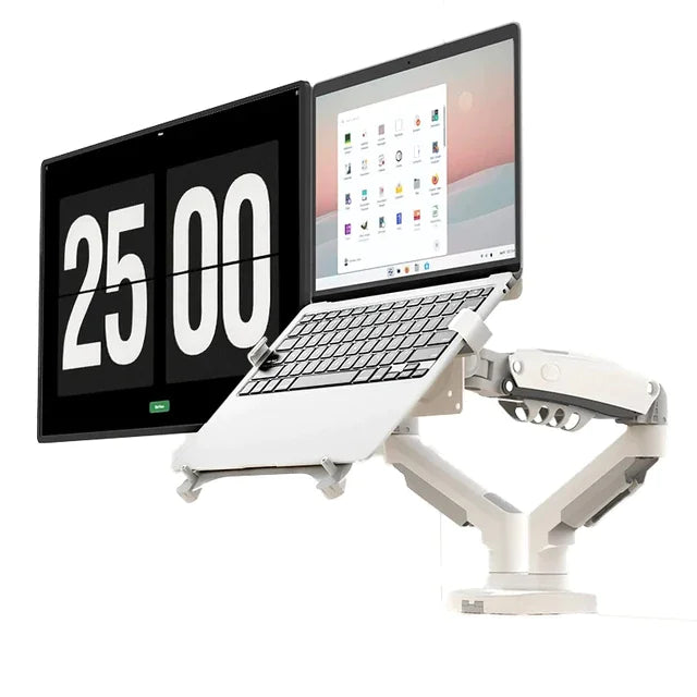 Dual-Screen Monitor Stand with Adjustable Arm - Neutral Office