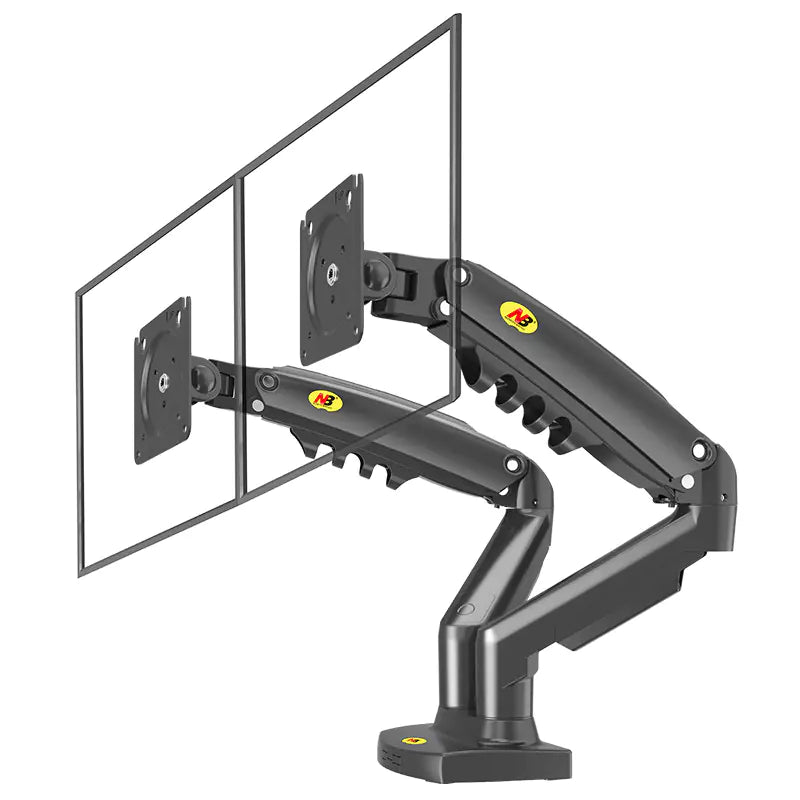 Dual-Screen Monitor Stand with Adjustable Arm - Neutral Office