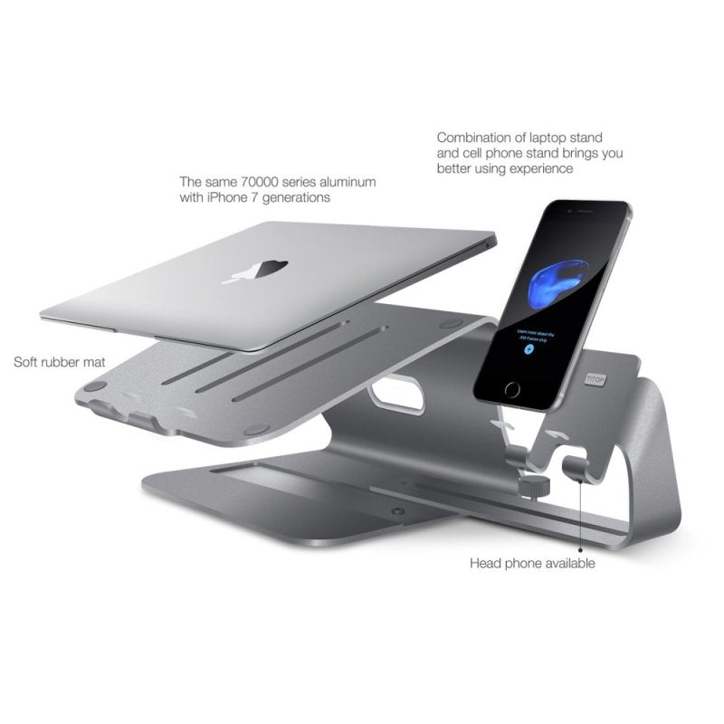 Portable Mini Laptop Stand With USB - Neutral Office