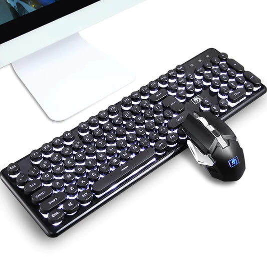 Wireless RGB Gaming Keyboard and Mouse Set - Neutral Office