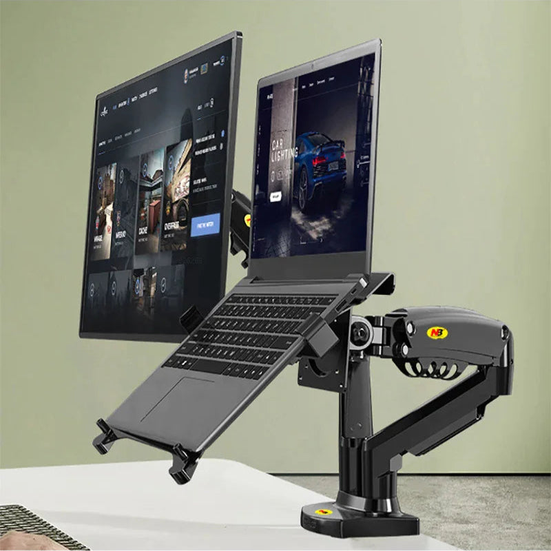 Dual-Screen Monitor Stand with Adjustable Arm - Neutral Office