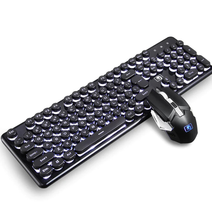 Wireless RGB Gaming Keyboard and Mouse Set - Neutral Office